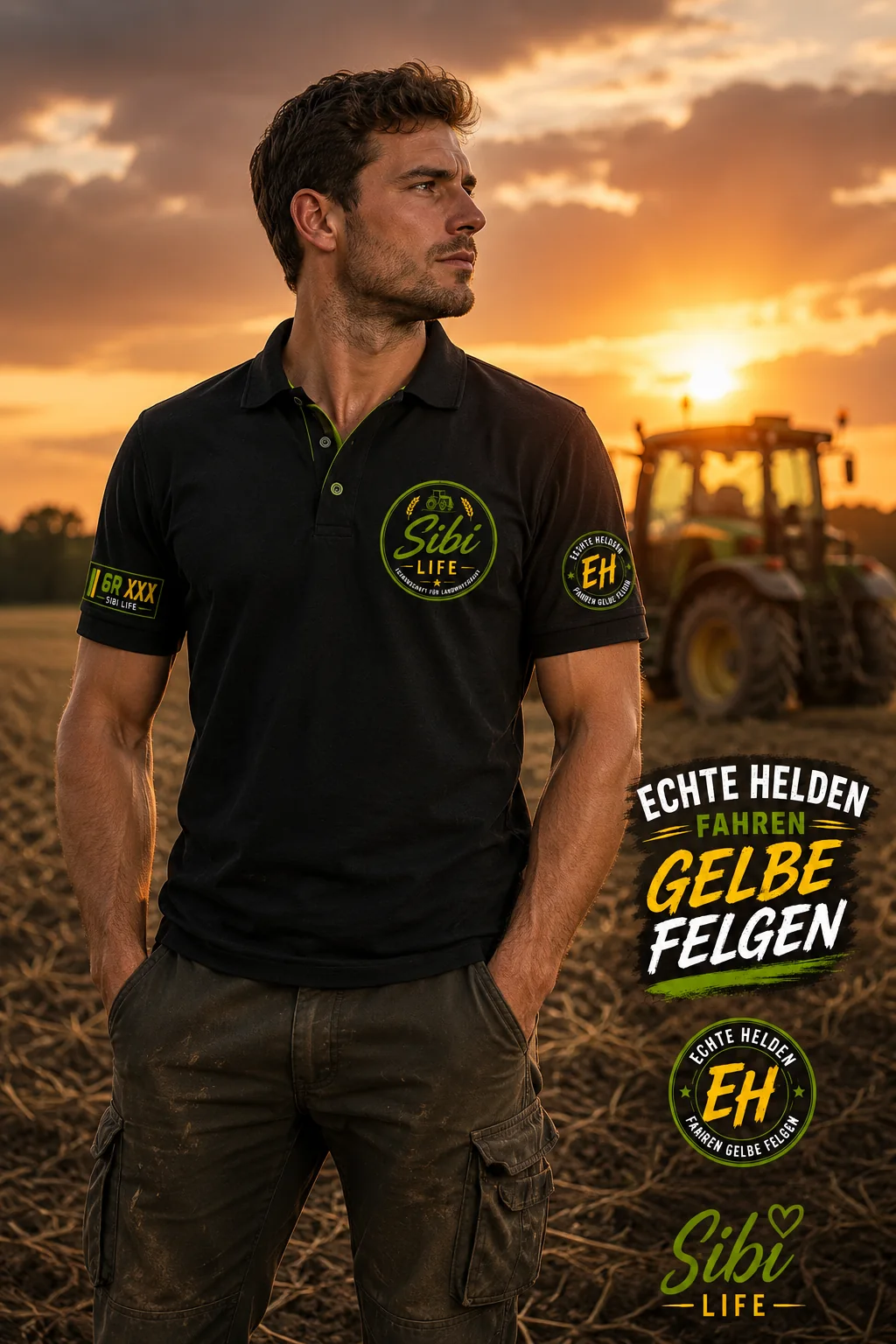 Feldheld im SIBI LIFE Poloshirt auf dem Feld
