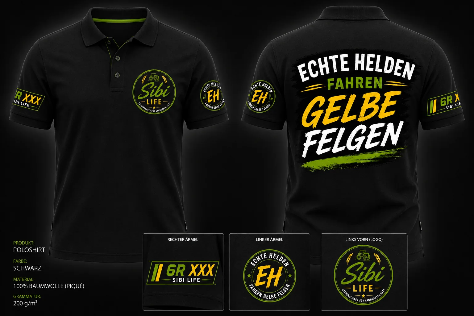 Feldhelden Poloshirt – Produktansichten und Details